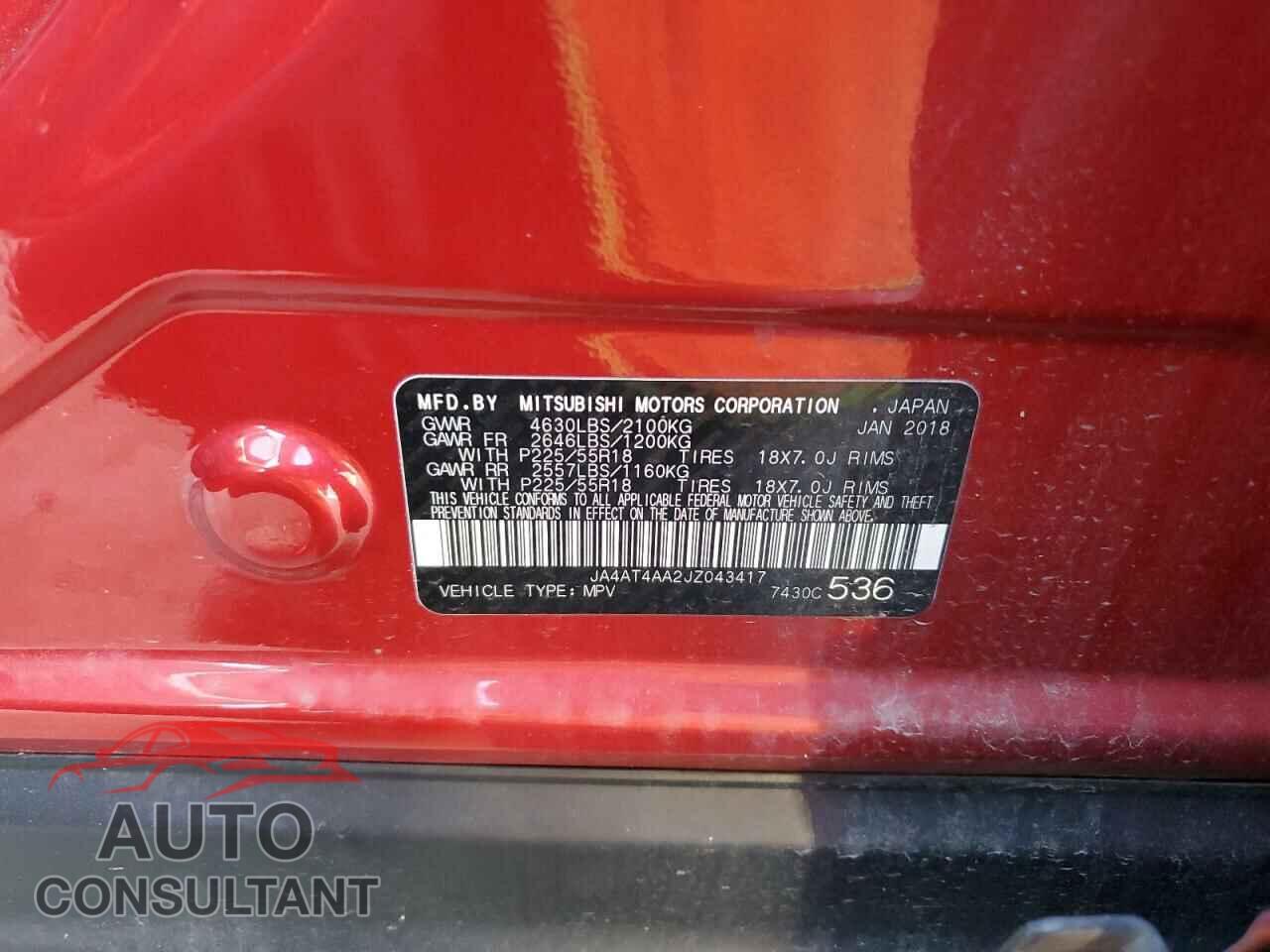 MITSUBISHI ECLIPSE 2018 - JA4AT4AA2JZ043417