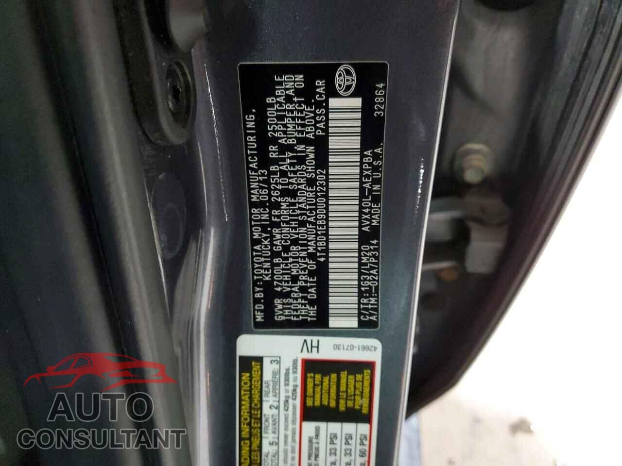 TOYOTA AVALON 2013 - 4T1BD1EB9DU012302