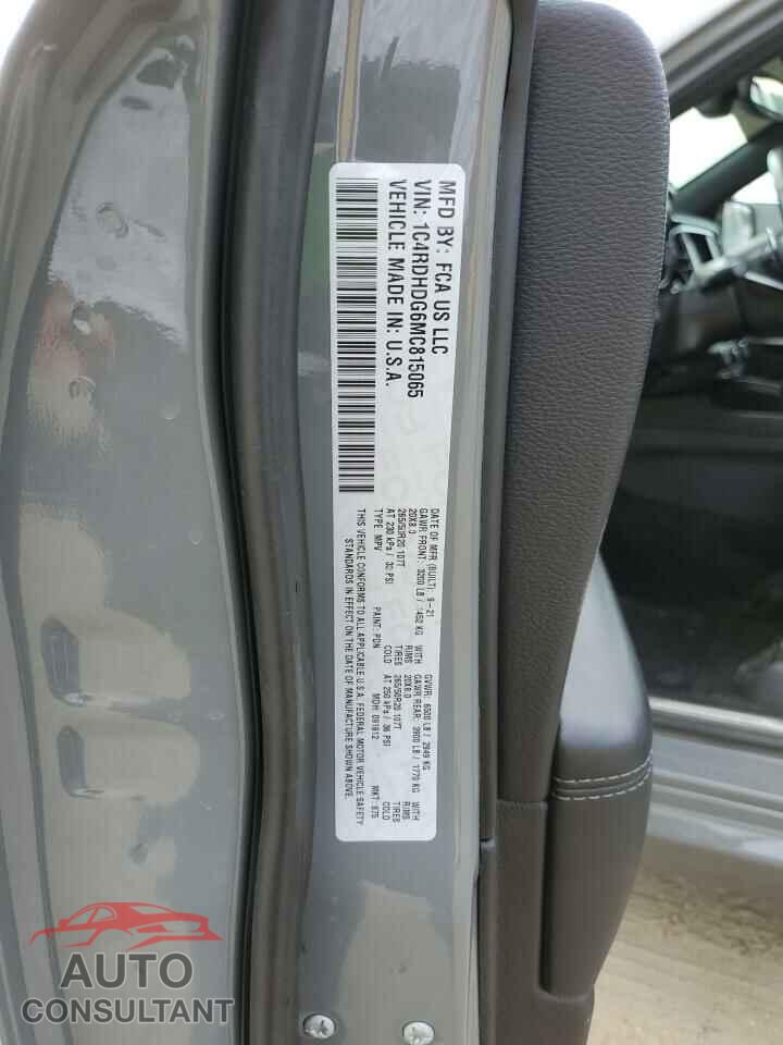DODGE DURANGO 2021 - 1C4RDHDG6MC815065