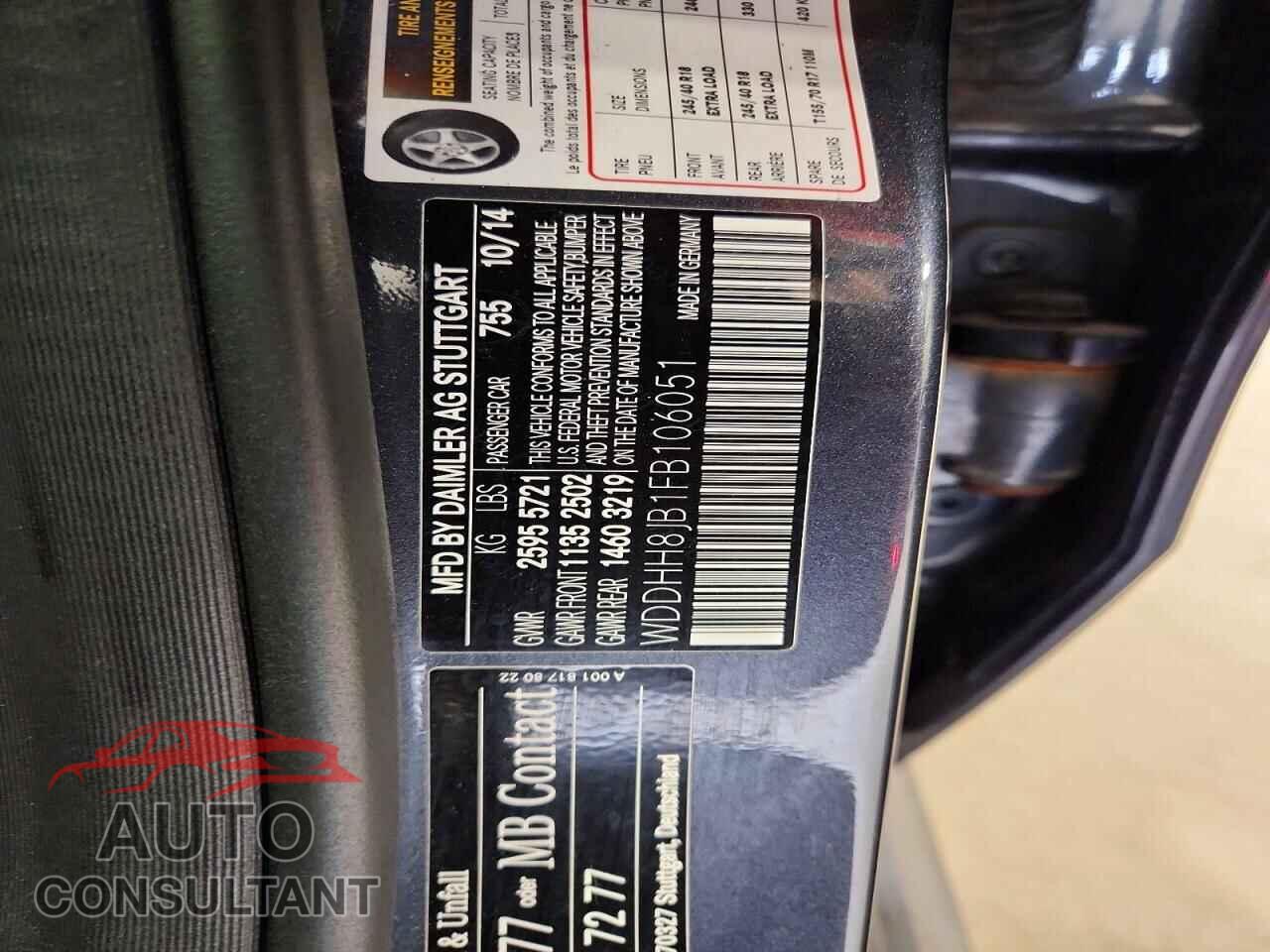 MERCEDES-BENZ E-CLASS 2015 - WDDHH8JB1FB106051