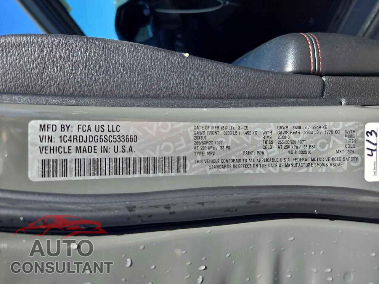 DODGE DURANGO 2025 - 1C4RDJDG6SC533660