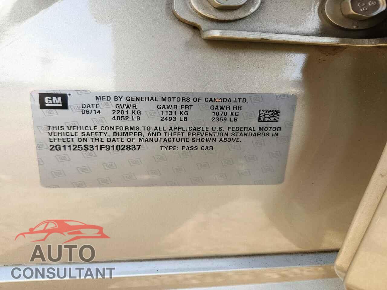 CHEVROLET IMPALA 2015 - 2G1125S31F9102837