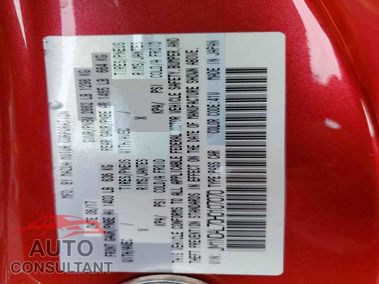 MAZDA MX5 2017 - JM1NDAL70H0107070