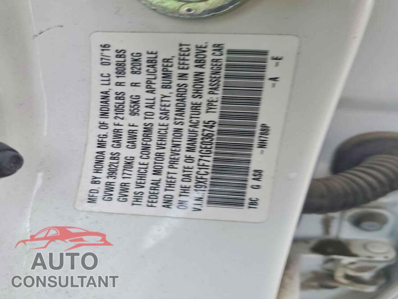 HONDA CIVIC 2016 - 19XFC1F71GE036745