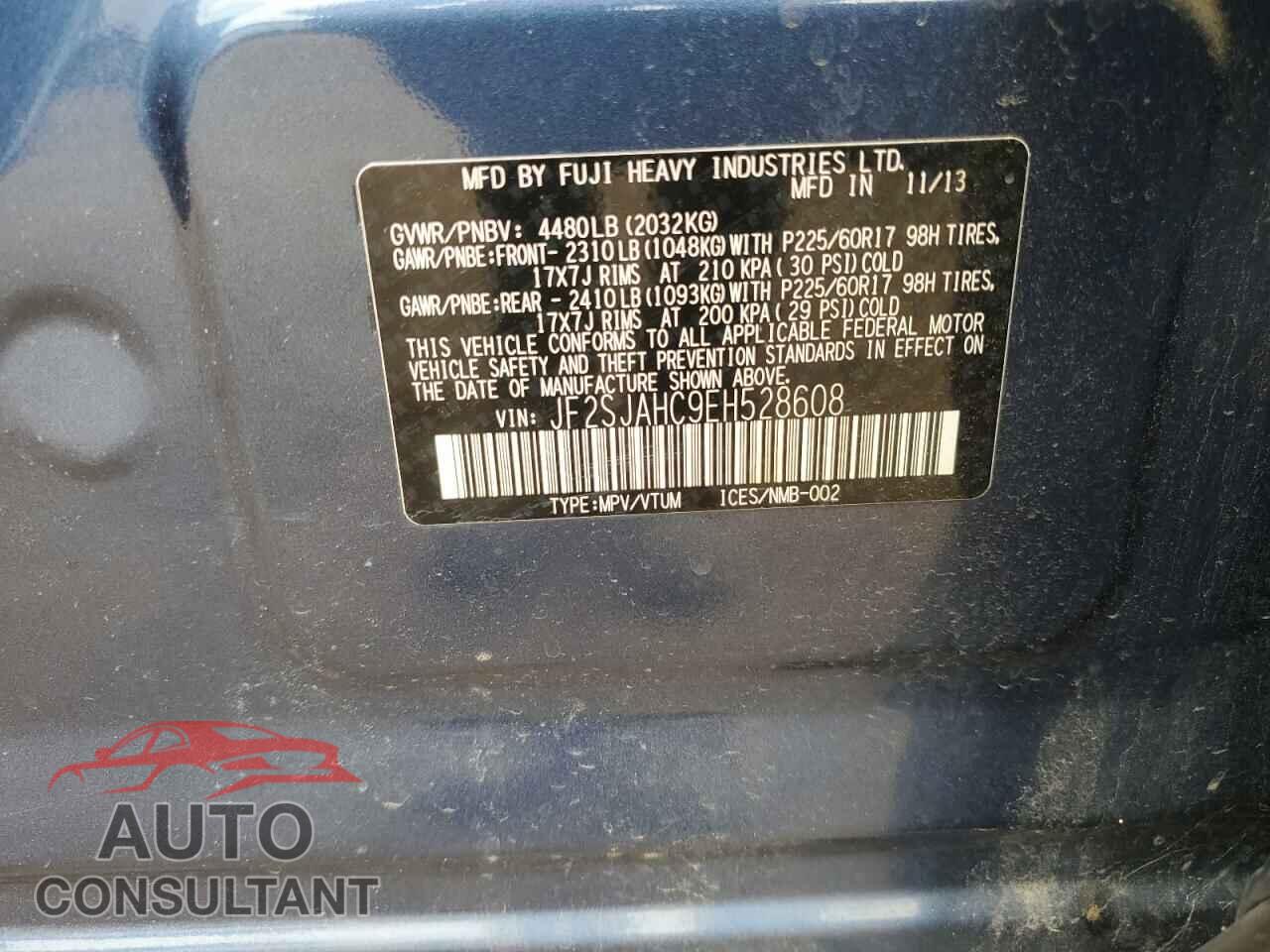 SUBARU FORESTER 2014 - JF2SJAHC9EH528608