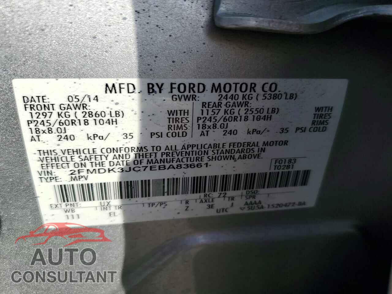 FORD EDGE 2014 - 2FMDK3JC7EBA83661