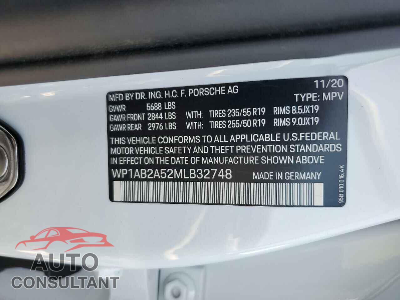 PORSCHE MACAN 2021 - WP1AB2A52MLB32748