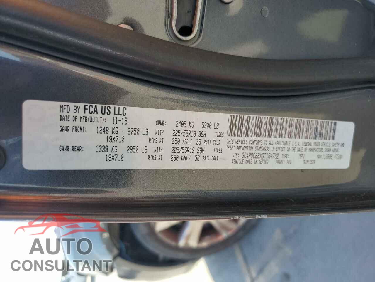 DODGE JOURNEY 2016 - 3C4PDCBBXGT164792