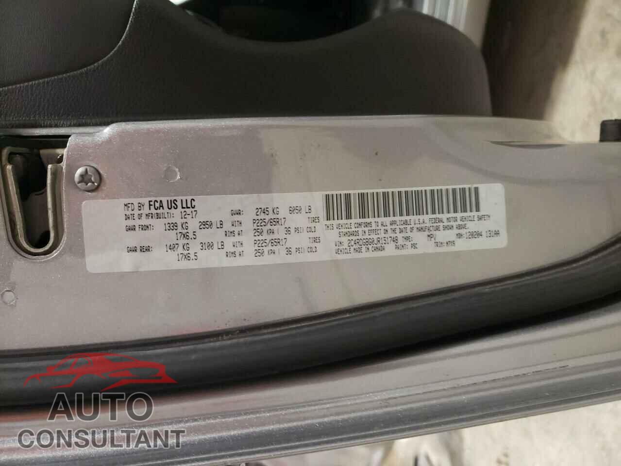 DODGE CARAVAN 2018 - 2C4RDGBG0JR151748