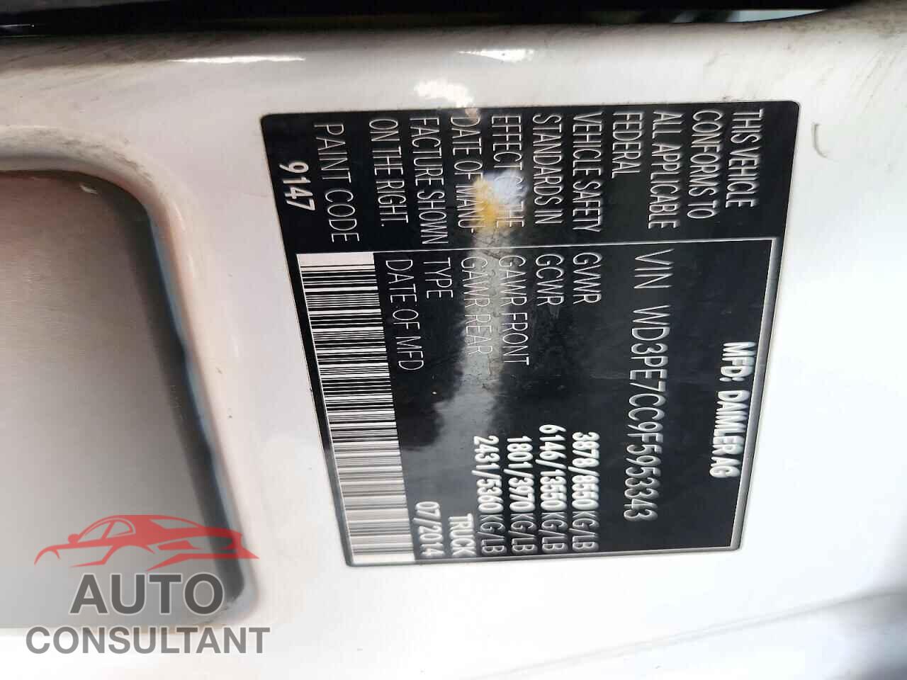 MERCEDES-BENZ SPRINTER 2015 - WD3PE7CC9F5953343