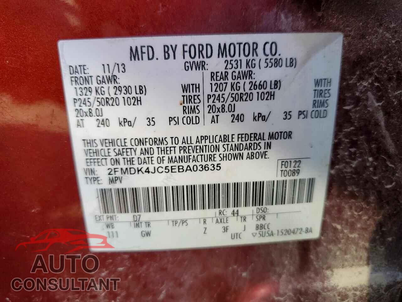 FORD EDGE 2014 - 2FMDK4JC5EBA03635