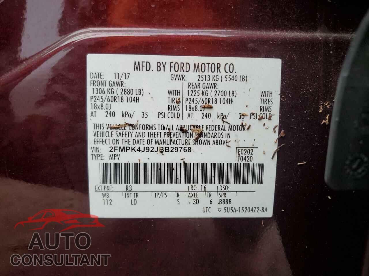 FORD EDGE 2018 - 2FMPK4J92JBB29768