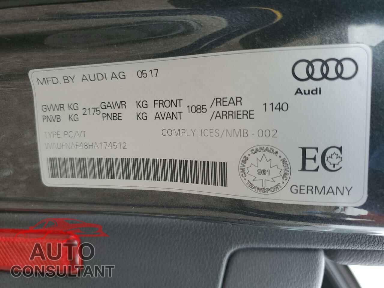 AUDI A4 2017 - WAUFNAF48HA174512