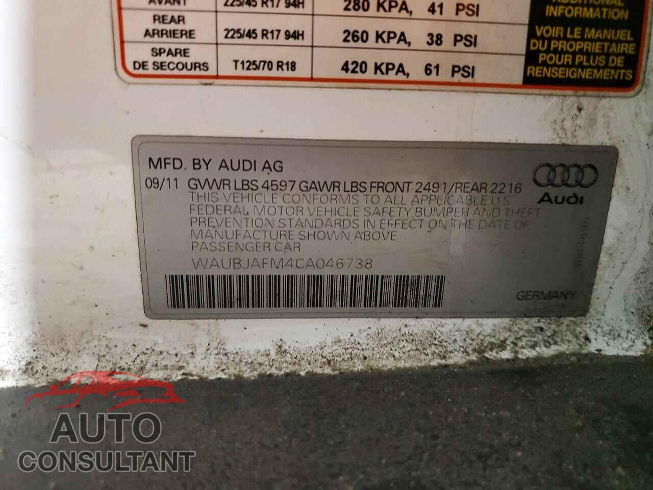 AUDI A3 2012 - WAUBJAFM4CA046738
