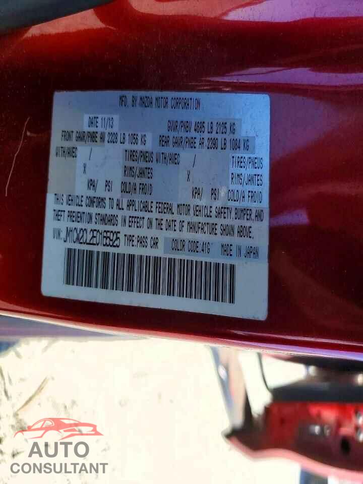 MAZDA 5 2014 - JM1CW2CL2E0165925