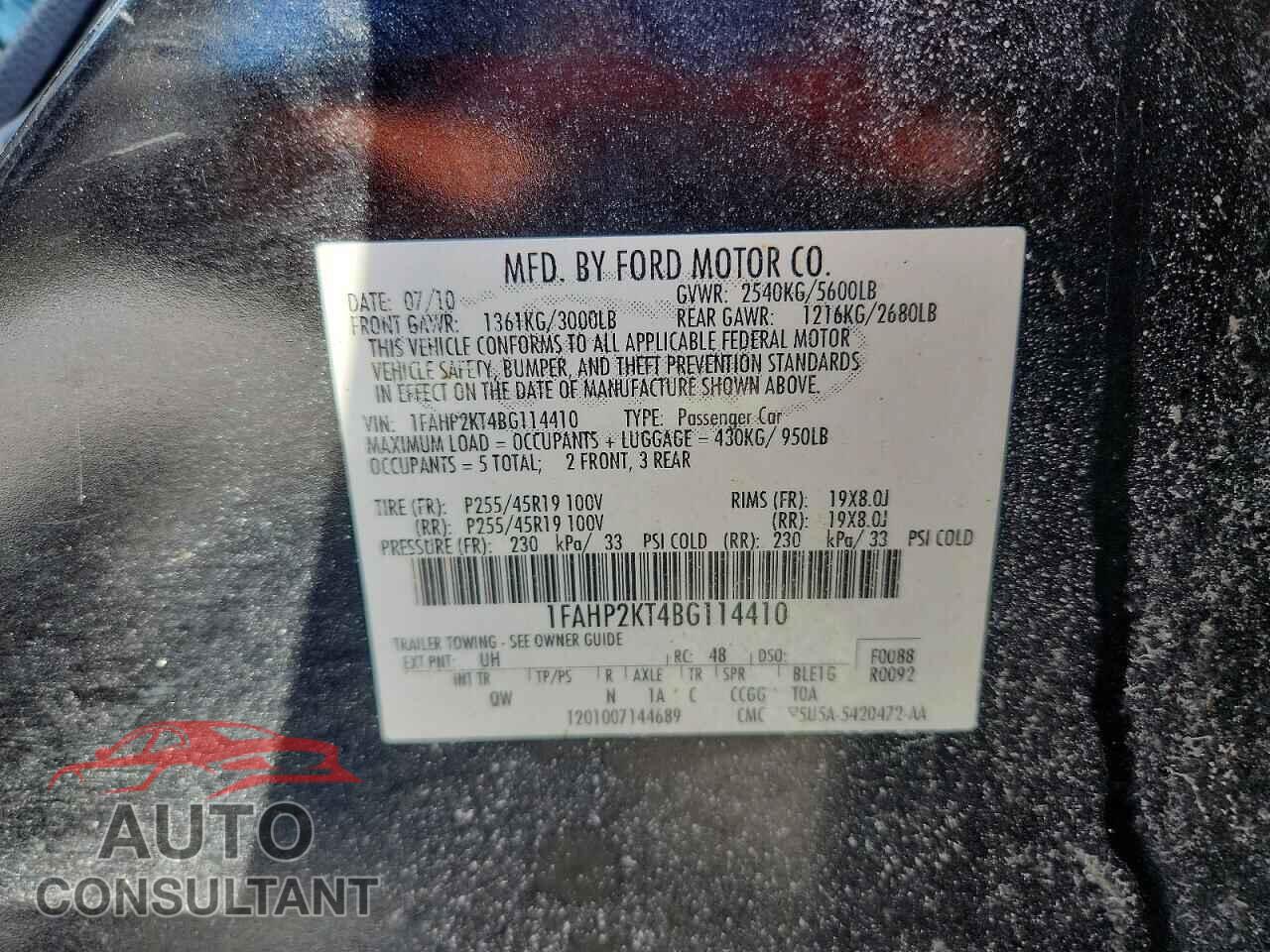 FORD TAURUS 2011 - 1FAHP2KT4BG114410