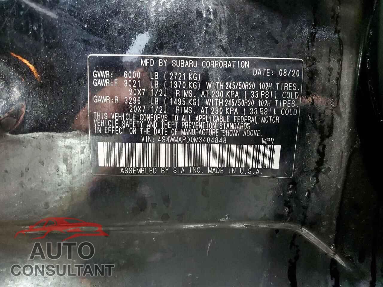 SUBARU ASCENT 2021 - 4S4WMAPD0M3404848