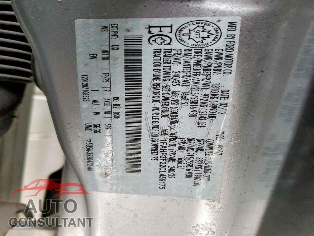 FORD FOCUS 2012 - 1FAHP3F22CL459175