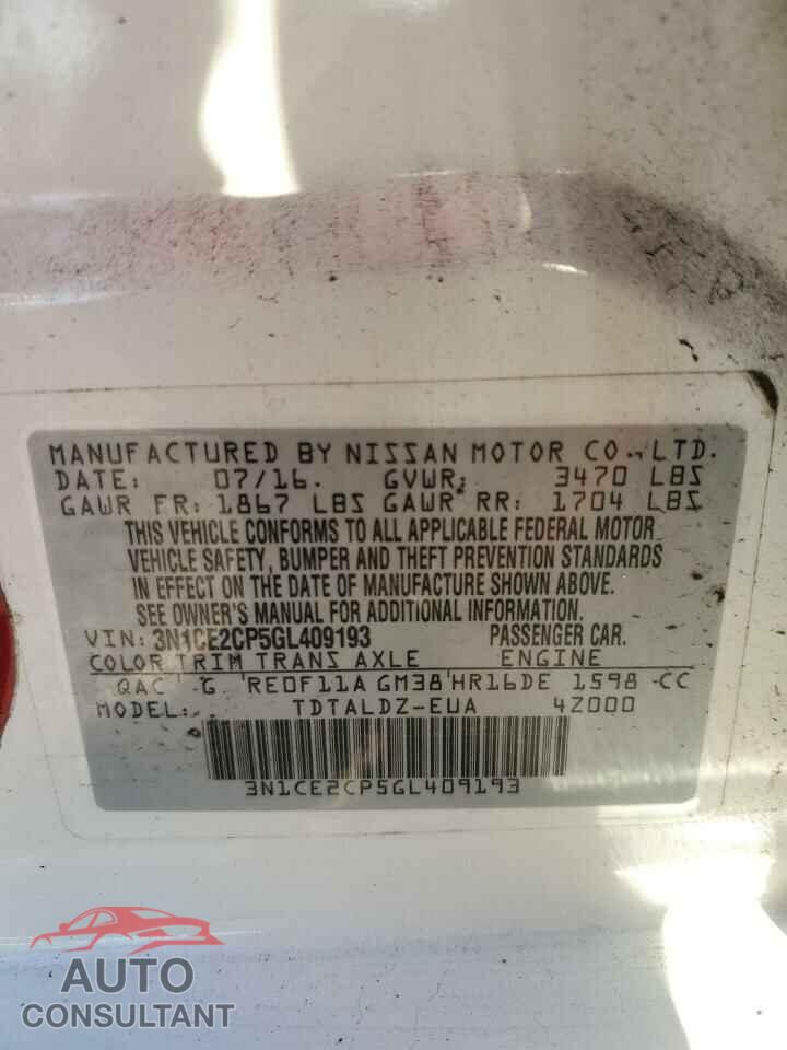 NISSAN VERSA 2016 - 3N1CE2CP5GL409193