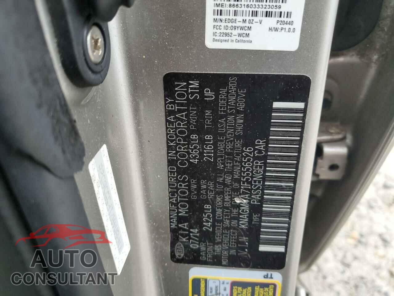 KIA OPTIMA 2015 - KNAGM4A71F5556526
