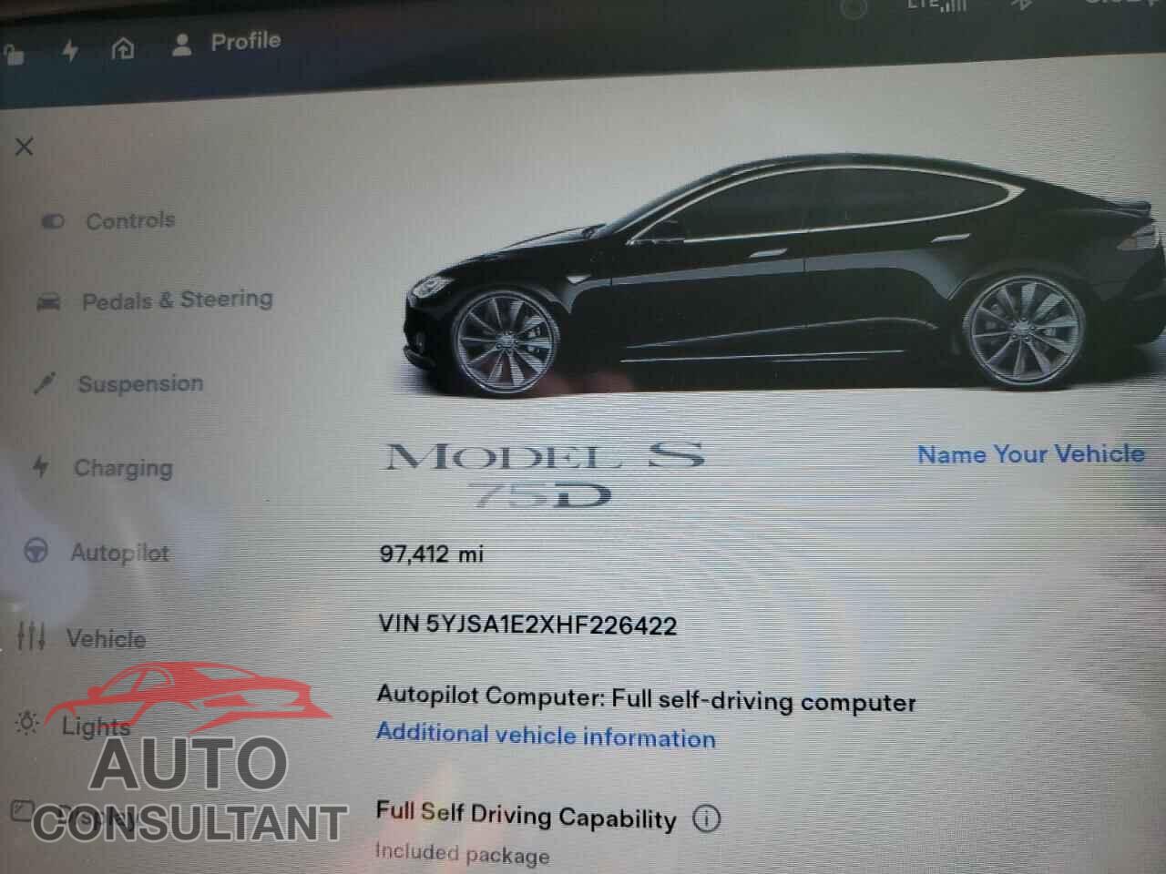 TESLA MODEL S 2017 - 5YJSA1E2XHF226422