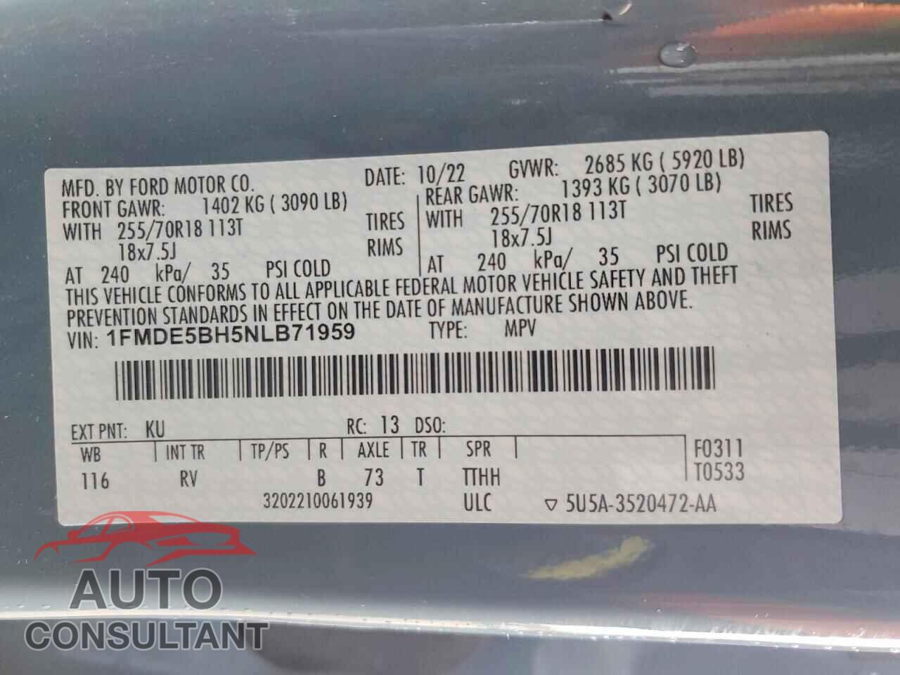 FORD BRONCO 2022 - 1FMDE5BH5NLB71959
