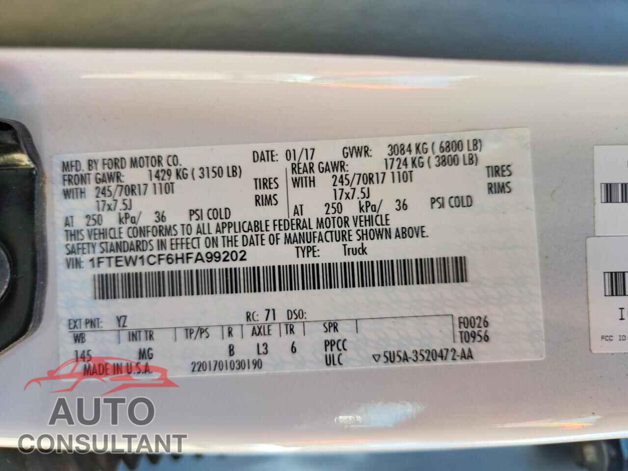 FORD F150 2017 - 1FTEW1CF6HFA99202