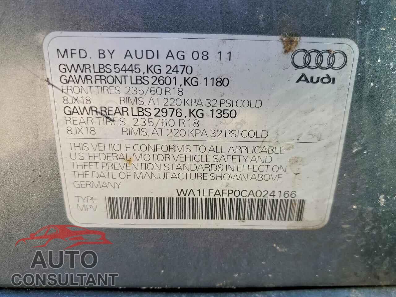 AUDI Q5 2012 - WA1LFAFP0CA024166