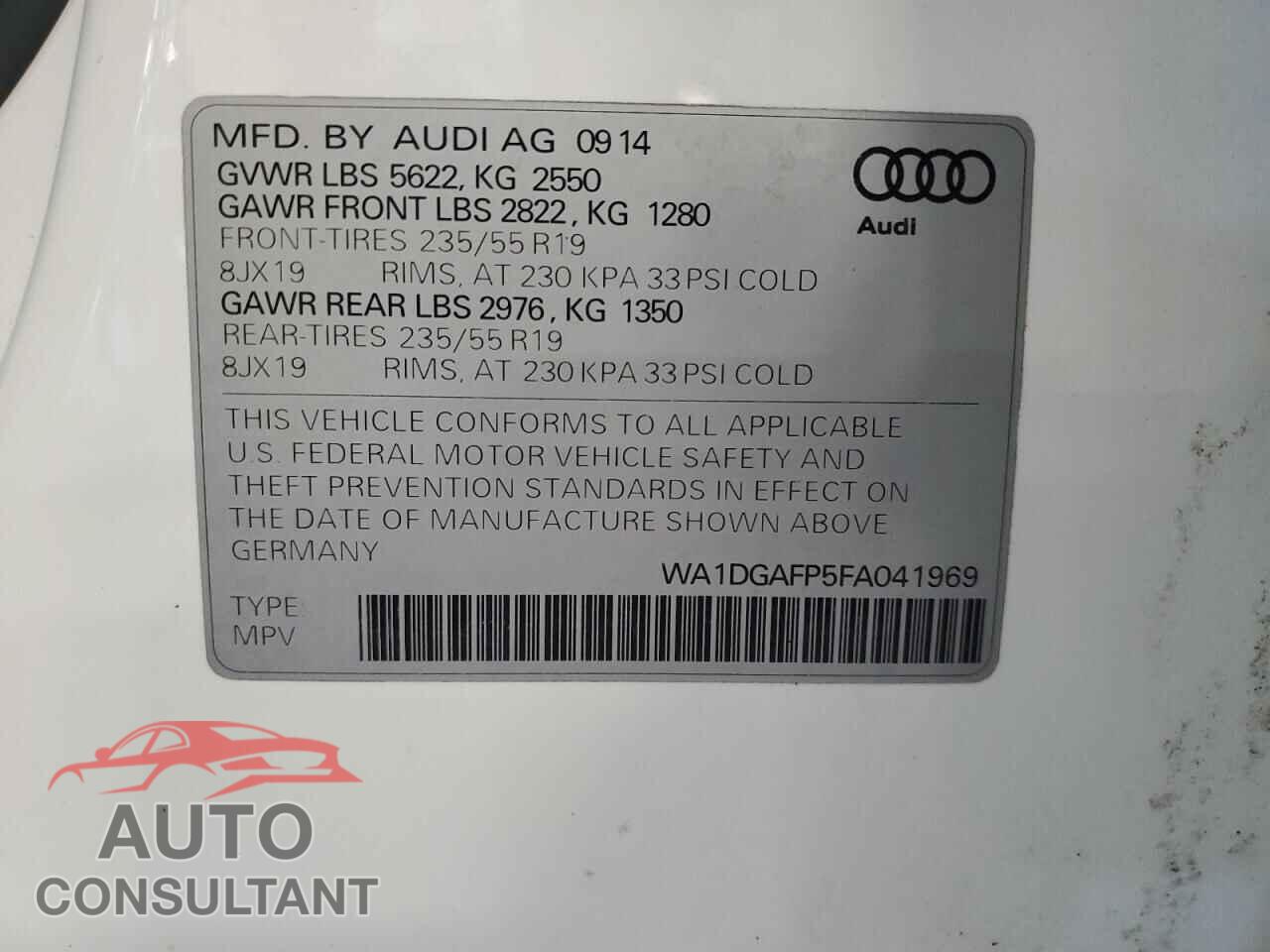 AUDI Q5 2015 - WA1DGAFP5FA041969