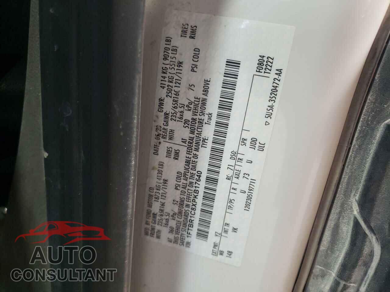 FORD TRANSIT 2023 - 1FTBR1C8XPKB17640