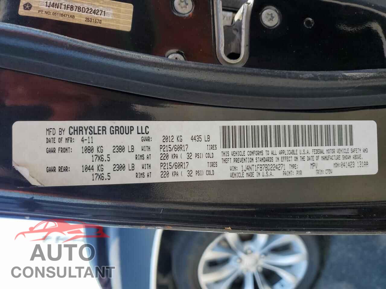 JEEP COMPASS 2011 - 1J4NT1FB7BD224271