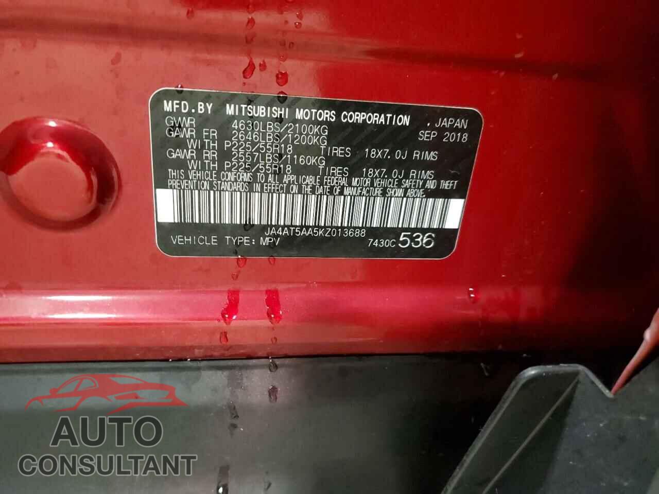 MITSUBISHI ECLIPSE 2019 - JA4AT5AA5KZ013688