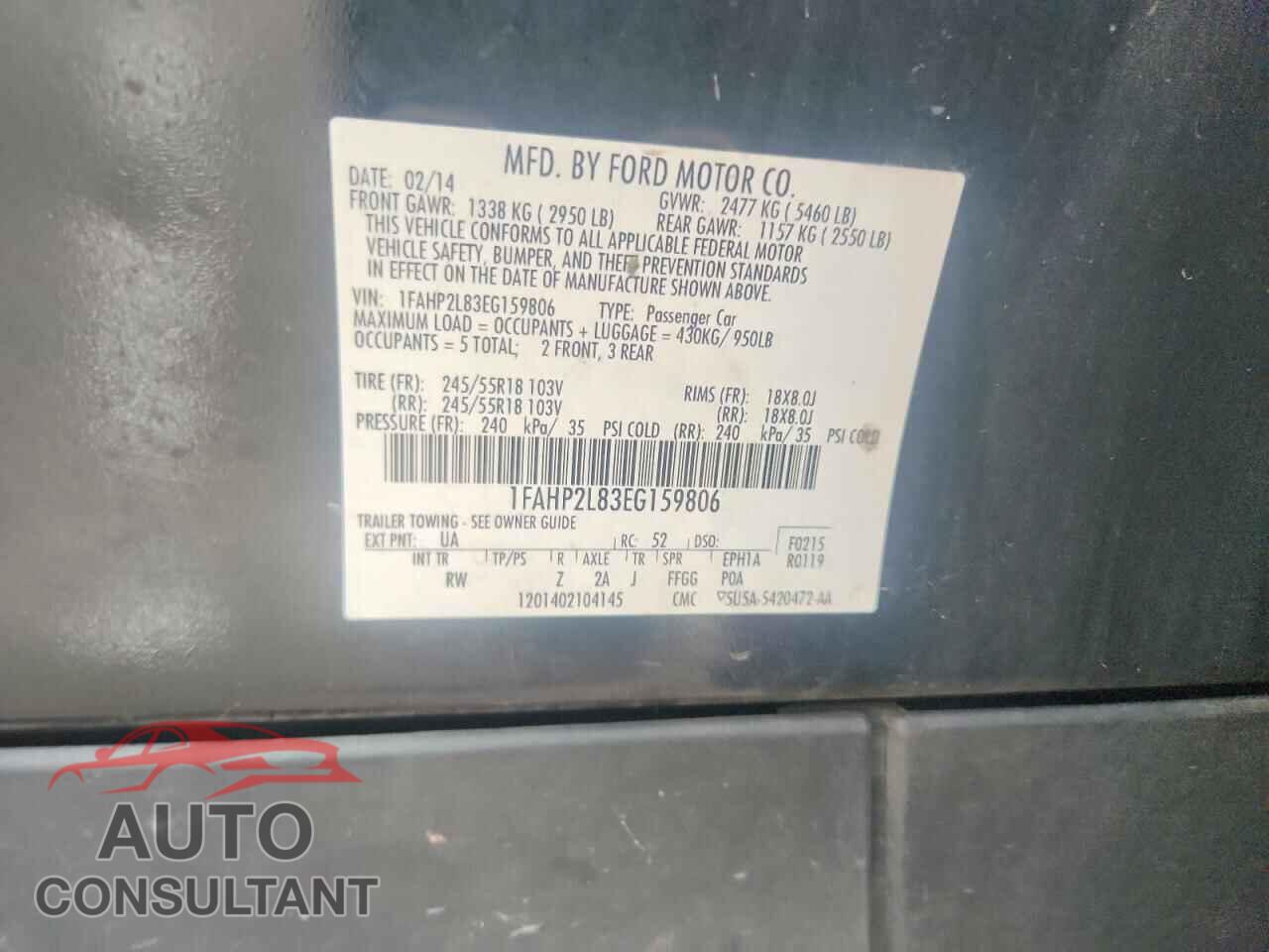 FORD TAURUS 2014 - 1FAHP2L83EG159806