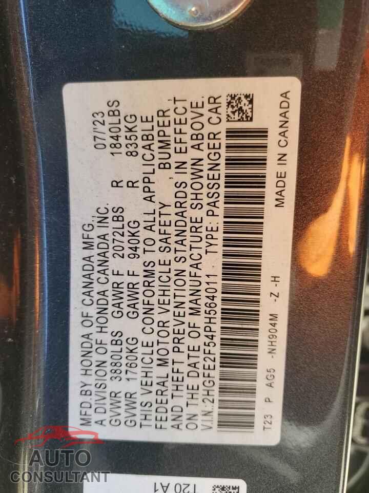 HONDA CIVIC 2023 - 2HGFE2F54PH564011