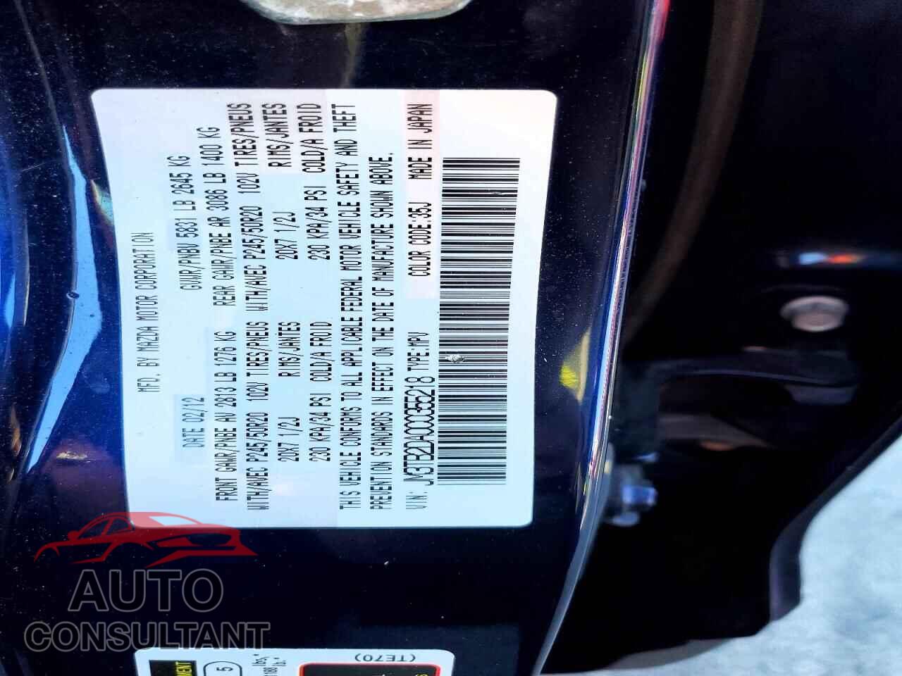 MAZDA CX-9 2012 - JM3TB2DA0C0355218