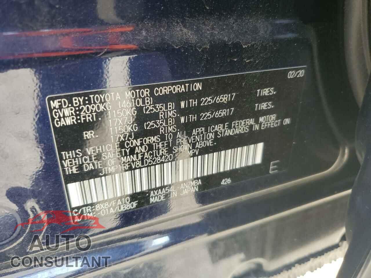 TOYOTA RAV4 2020 - JTMP1RFV8LD528420