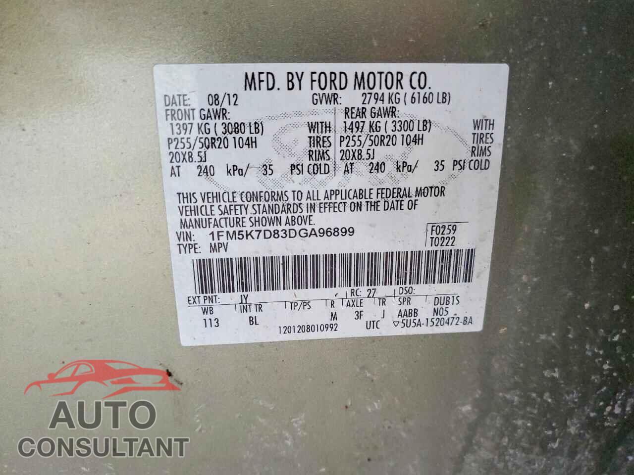 FORD EXPLORER 2013 - 1FM5K7D83DGA96899