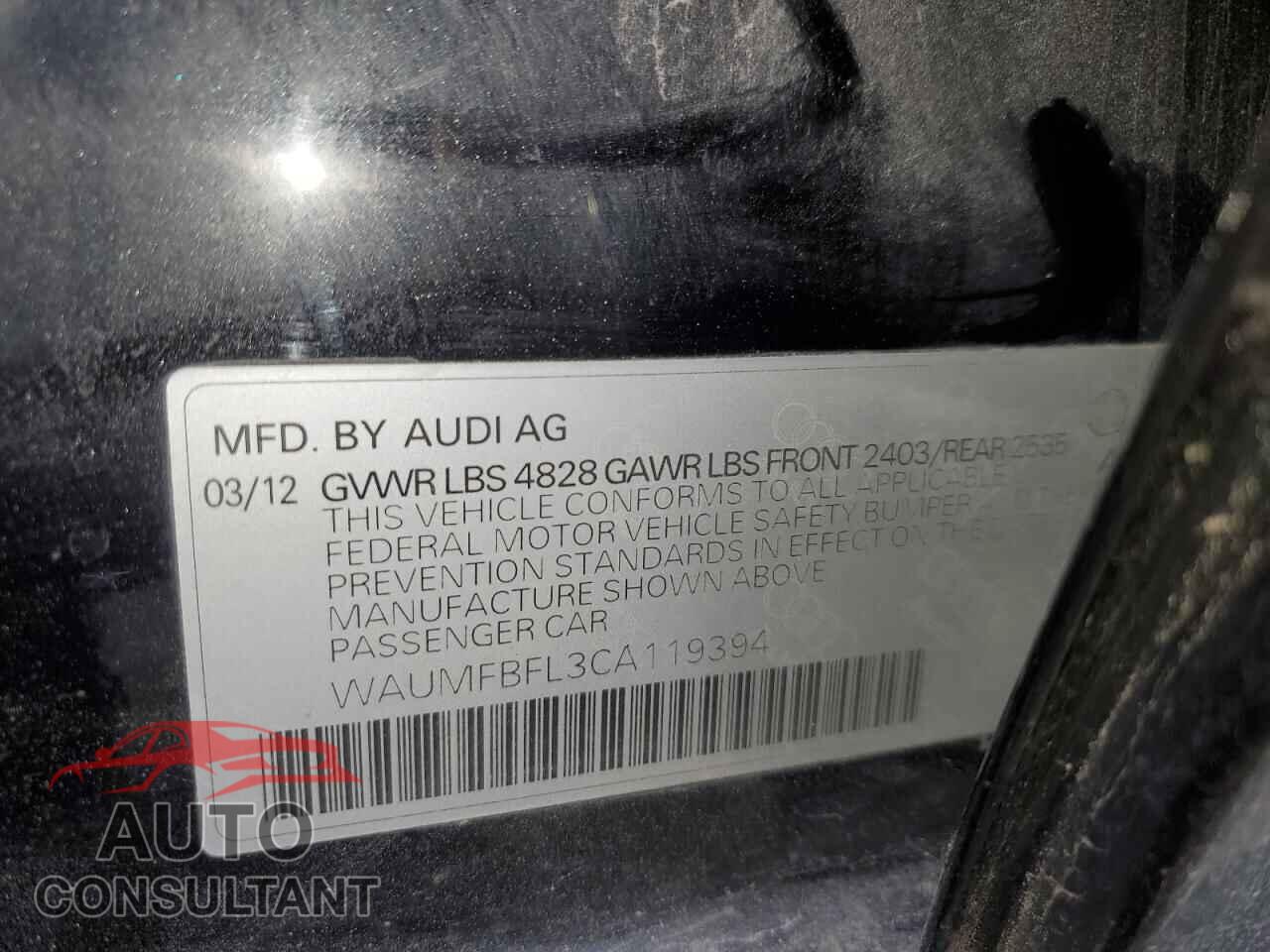 AUDI A4 2012 - WAUMFBFL3CA119394