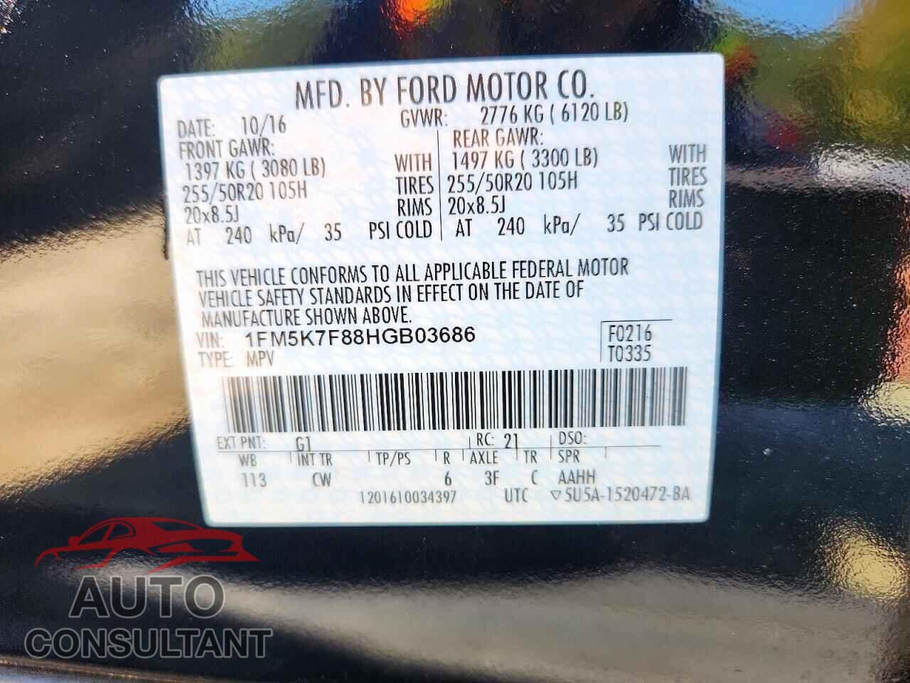 FORD EXPLORER 2017 - 1FM5K7F88HGB03686