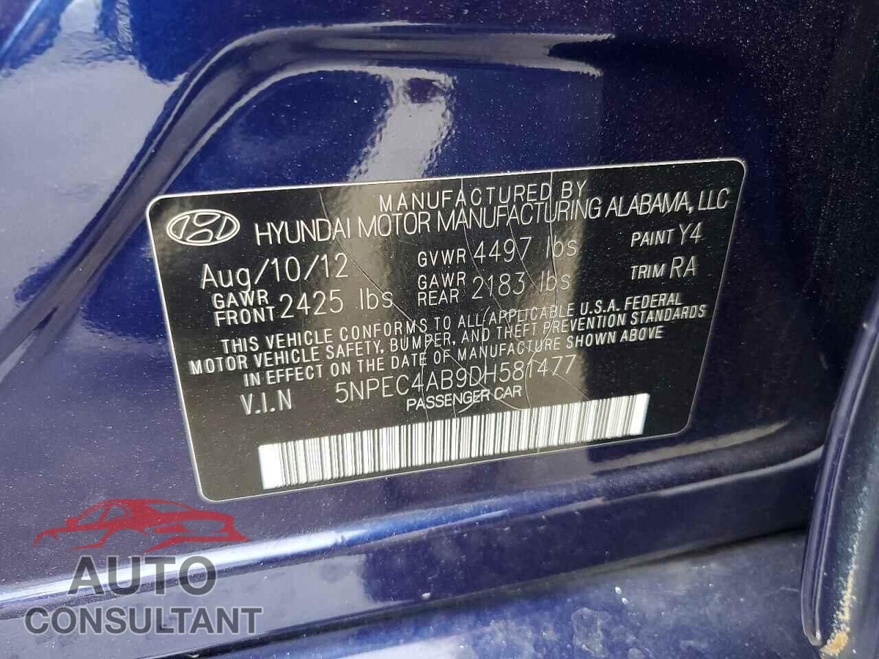 HYUNDAI SONATA 2013 - 5NPEC4AB9DH581477