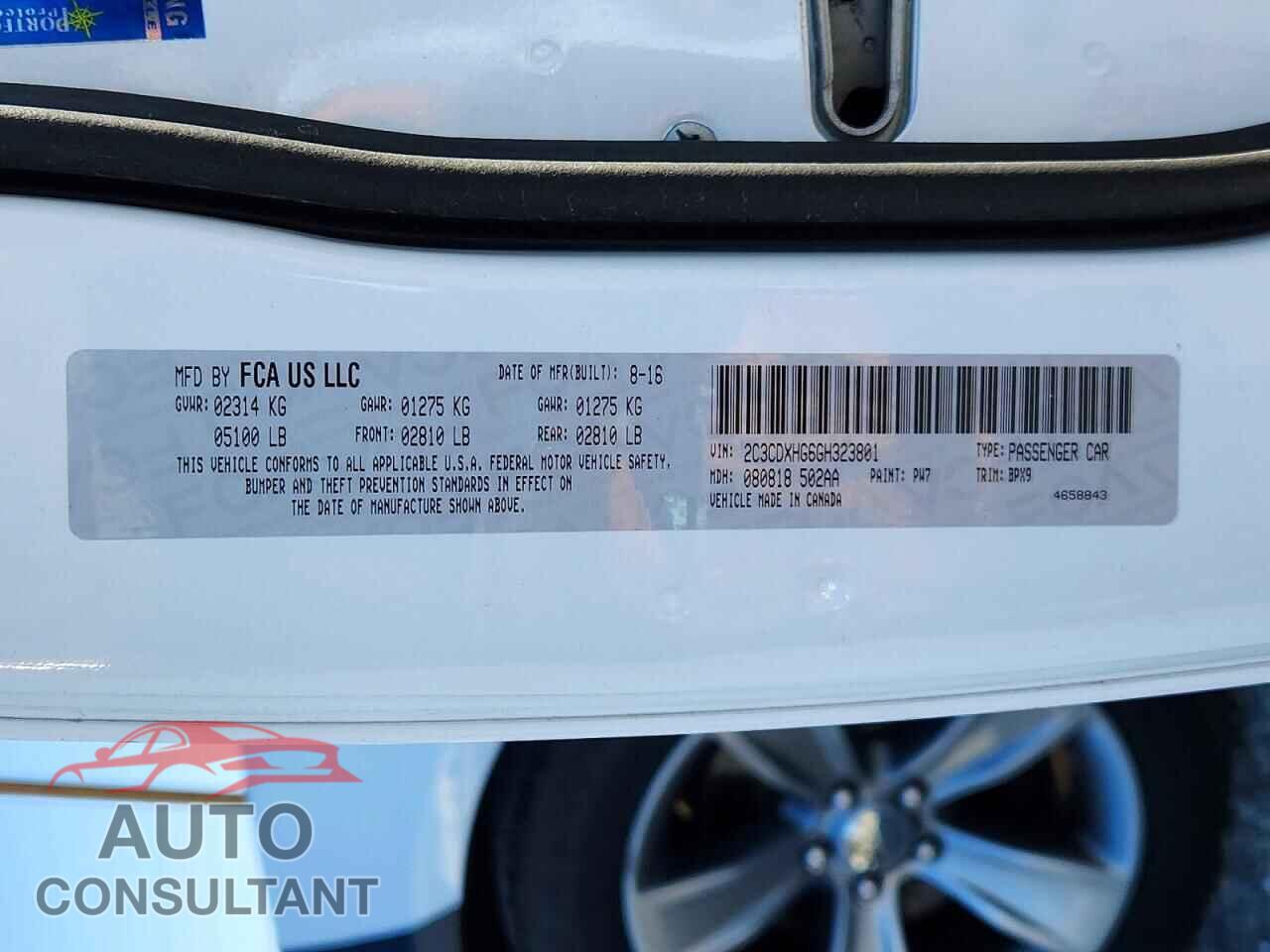 DODGE CHARGER 2016 - 2C3CDXHG6GH323801