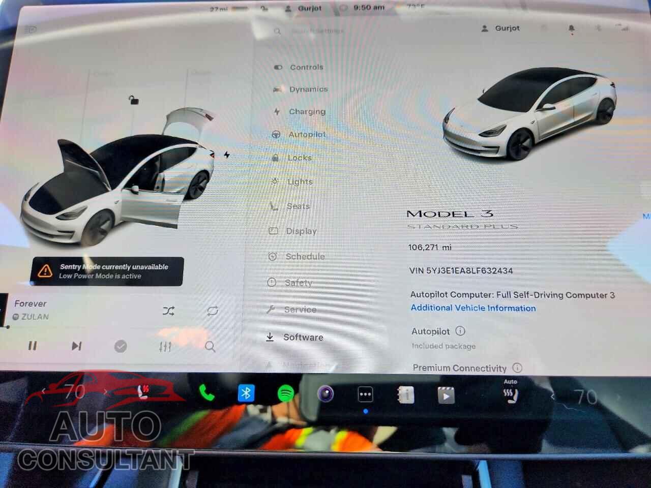 TESLA MODEL 3 2020 - 5YJ3E1EA8LF632434