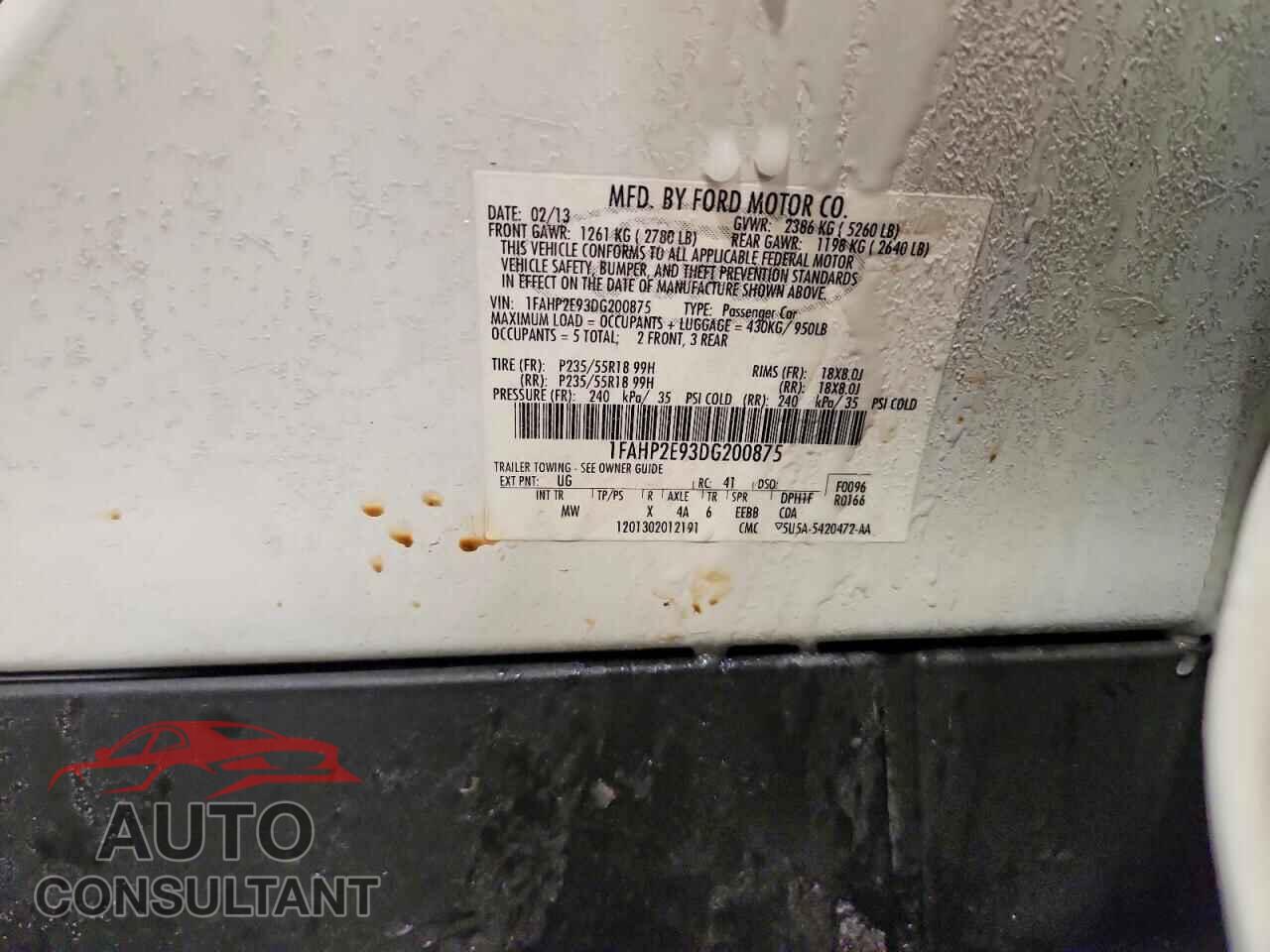 FORD TAURUS 2013 - 1FAHP2E93DG200875