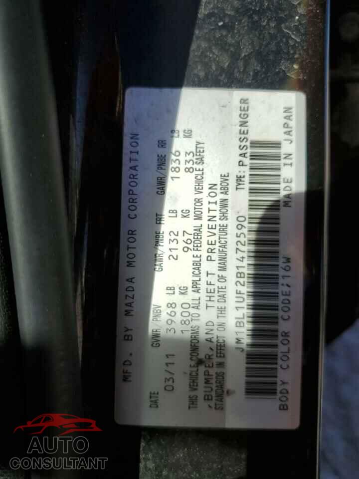 MAZDA 3 2011 - JM1BL1UF2B1472590