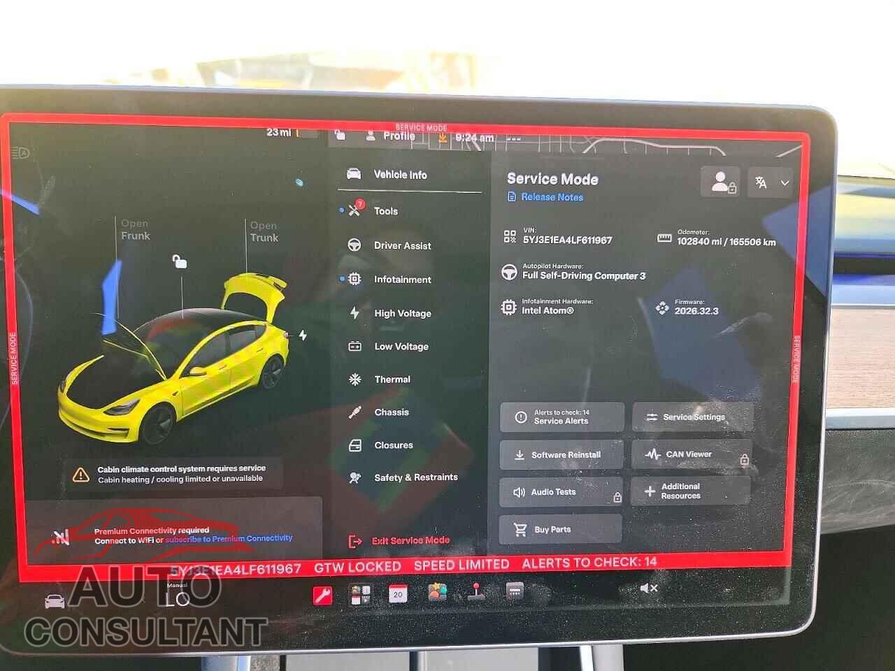 TESLA MODEL 3 2020 - 5YJ3E1EA4LF611967