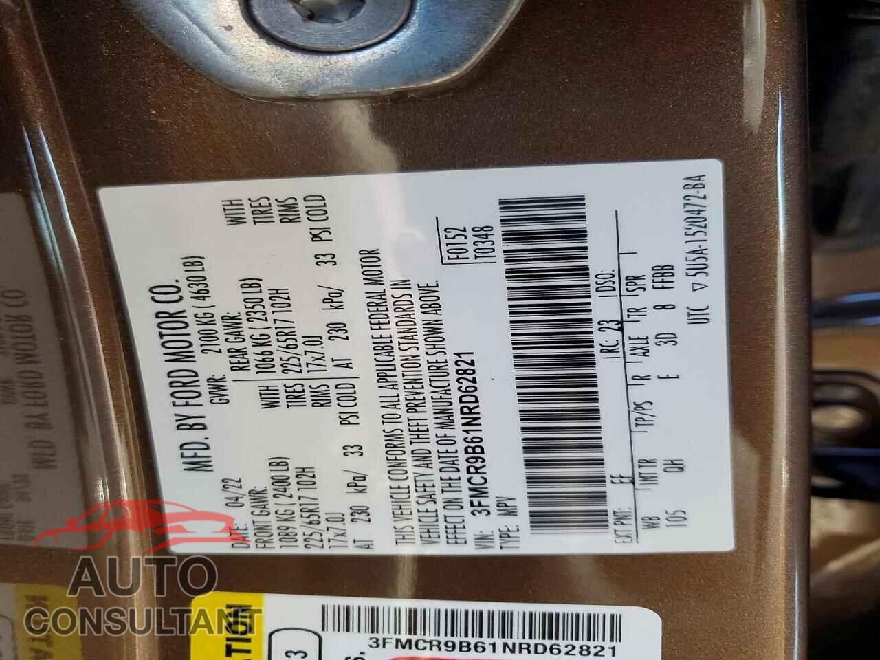 FORD BRONCO 2022 - 3FMCR9B61NRD62821