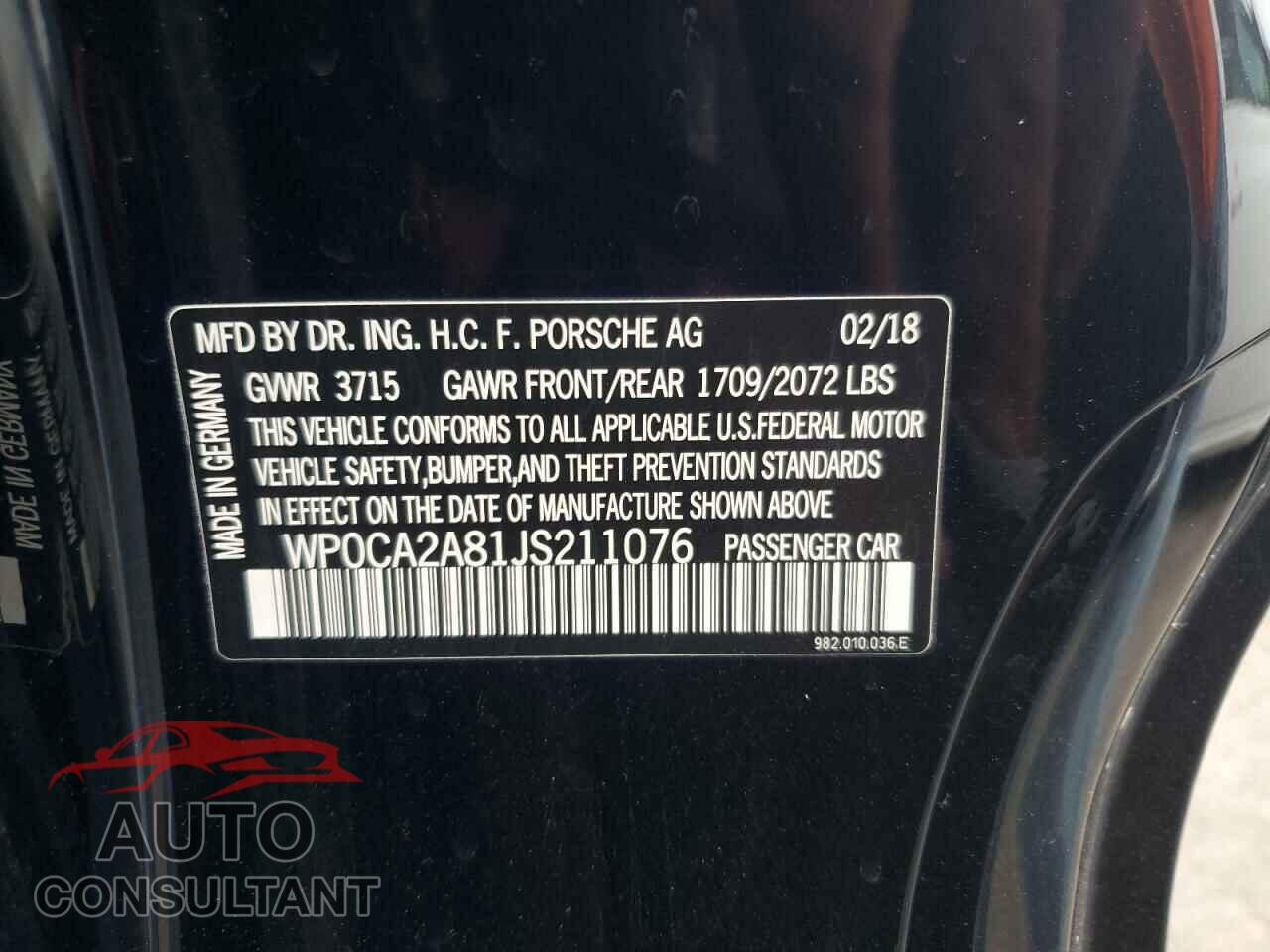 PORSCHE BOXSTER 2018 - WP0CA2A81JS211076
