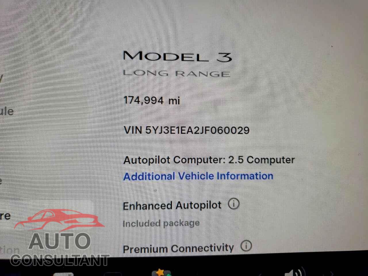 TESLA MODEL 3 2018 - 5YJ3E1EA2JF060029