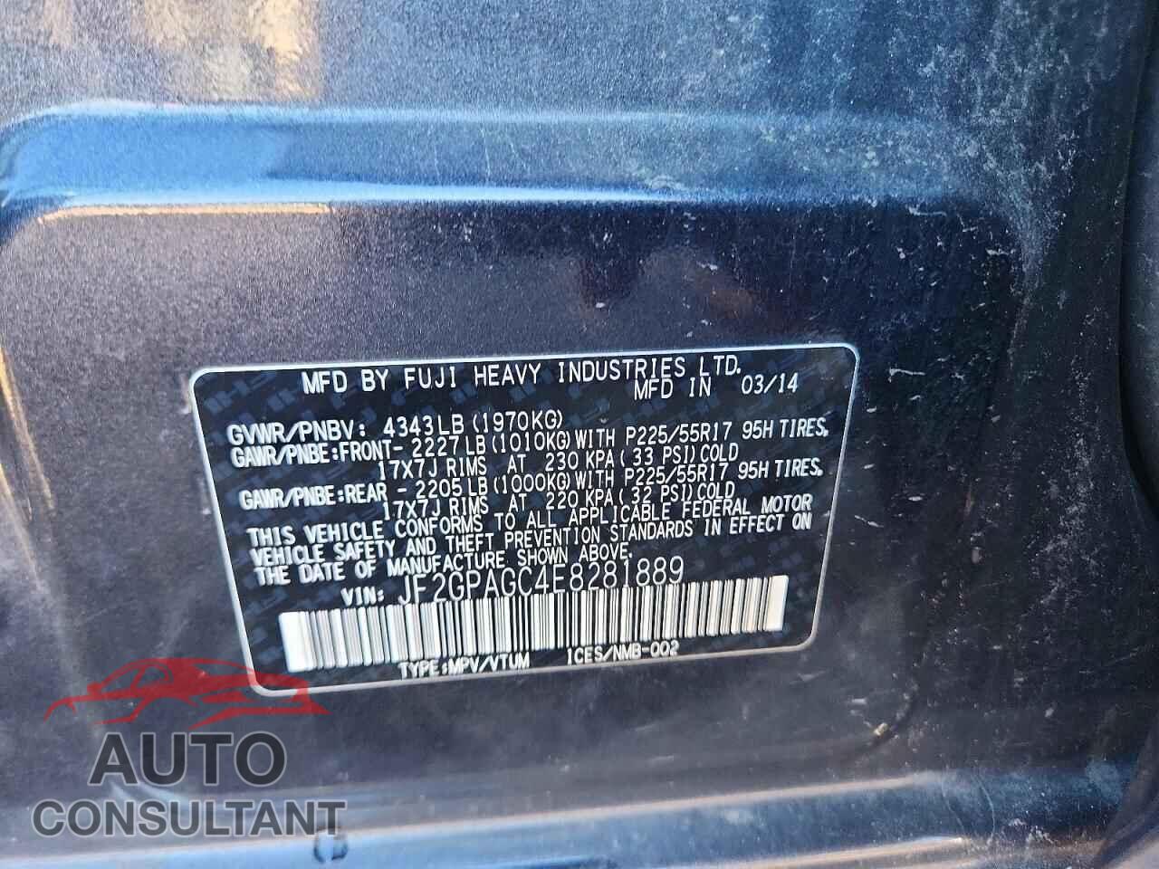 SUBARU XV 2014 - JF2GPAGC4E8281889