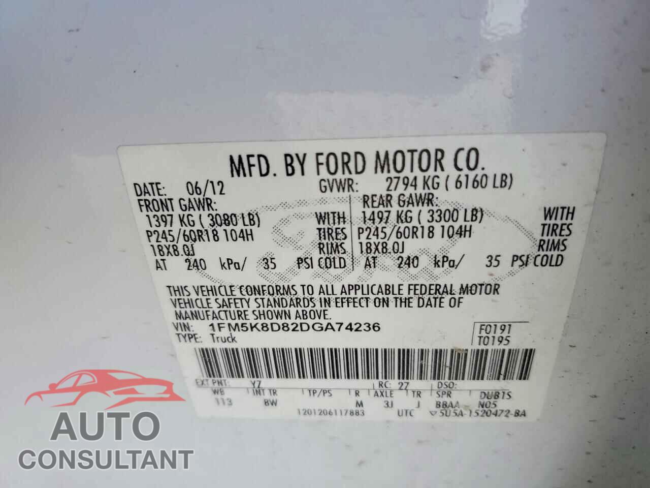 FORD EXPLORER 2013 - 1FM5K8D82DGA74236